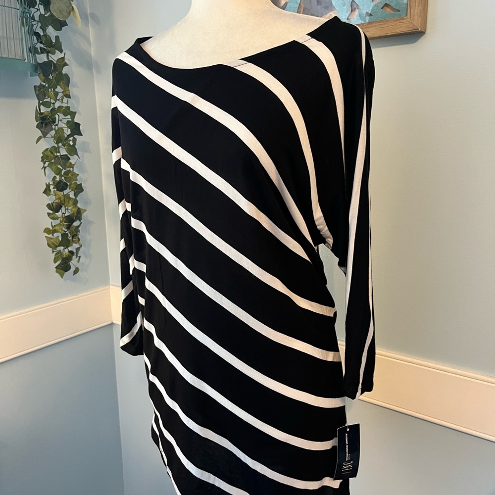 INC International Concepts Black and White Striped Top